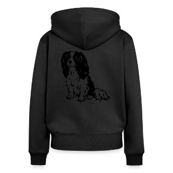 Cavalier King Charles Spaniel - Frauen Premium Bio Zip Hoodie - Schwarz - Hinten - Julia (174cm)