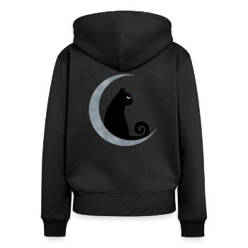 Moon Cat - Women's Premium Organic Zip Hoodie - black - Back - Julia (174cm)