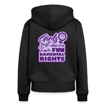 veulent avoir des droits fondamentaux - Sweat à capuche zippé Premium bio Femme - noir - Dos - Julia (174cm)