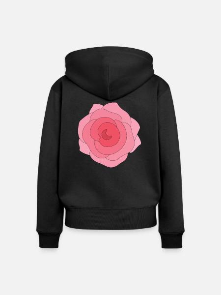 Schöne Rose - Frauen Premium Bio Zip Hoodie - Schwarz