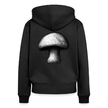 Champignons Champignons Vénéneux Mycologie Terreuse Naturelle 5 - Sweat à capuche zippé Premium bio Femme - noir - Dos - Julia (174cm)