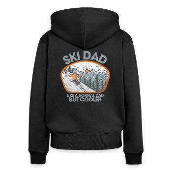 Papa skieur - Sweat à capuche zippé Premium bio Femme - noir - Dos - Julia (174cm)