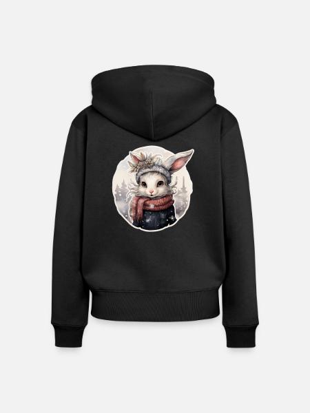 Schneehäschen - Frauen Premium Bio Zip Hoodie - Schwarz