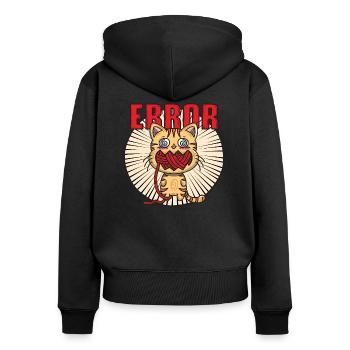 Erreur de chat - Sweat à capuche zippé Premium bio Femme - noir - Dos - Julia (174cm)