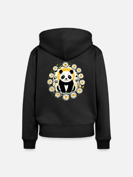 Großer Panda - Frauen Premium Bio Zip Hoodie - Schwarz