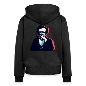 Edgar Allan Poe Thinking - Women's Premium Organic Zip Hoodie - black - Back - Julia (174cm)