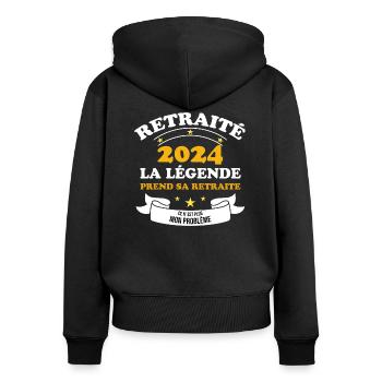 Die Legende geht 2024 in den Ruhestand - Frauen Premium Bio Zip Hoodie - Schwarz - Hinten - Julia (174cm)