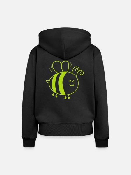 Biene Comic - Frauen Premium Bio Zip Hoodie - Schwarz