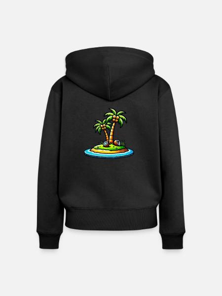 palmen insel - Frauen Premium Bio Zip Hoodie - Schwarz