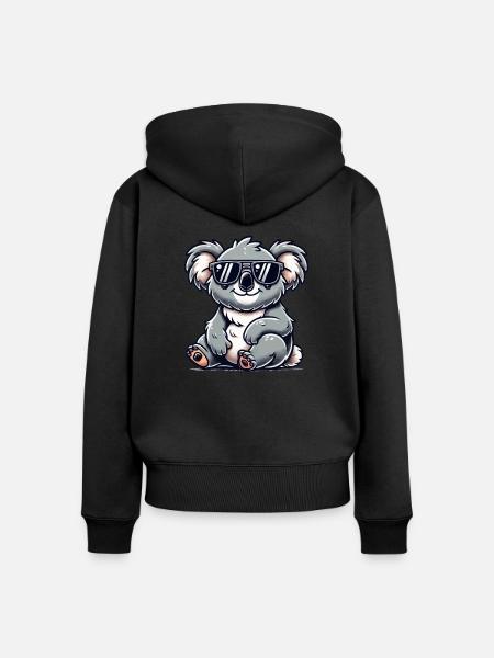 koalabär sonnenbrille - Frauen Premium Bio Zip Hoodie - Schwarz