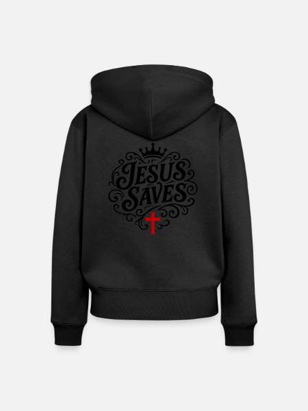 Jesus Rettet Christlich - Frauen Premium Bio Zip Hoodie - Schwarz