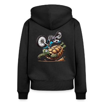 EnduroTurtle Motorcycle Adventure - Women's Premium Organic Zip Hoodie - black - Back - Julia (174cm)