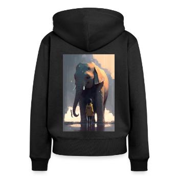 Elefant Cool Anime Manga Style Cute - Frauen Premium Bio Zip Hoodie - Schwarz - Hinten - Julia (174cm)