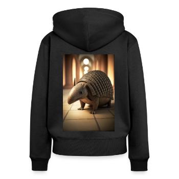 Gürteltier Tier Lustig - Frauen Premium Bio Zip Hoodie - Schwarz - Hinten - Julia (174cm)