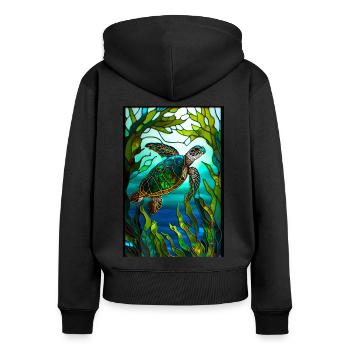 Schildkröte - Frauen Premium Bio Zip Hoodie - Schwarz - Hinten - Julia (174cm)