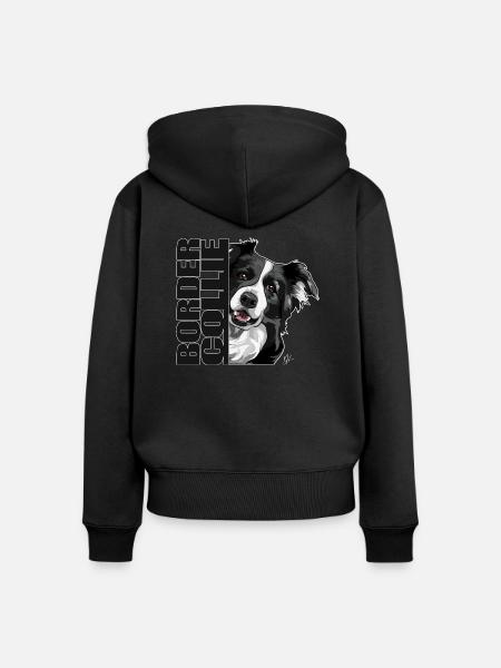 BORDER COLLIE DA Wilsigns Hundemotiv Hütehund - Frauen Premium Bio Zip Hoodie - Schwarz