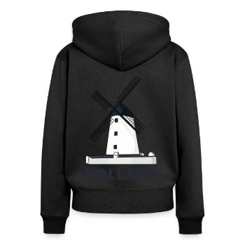 Eine Windmühle Mühle Holland - Frauen Premium Bio Zip Hoodie - Schwarz - Hinten - Julia (174cm)