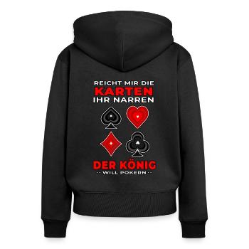 Poker Reicht mir die Karten Casino Pokerspieler - Frauen Premium Bio Zip Hoodie - Schwarz - Hinten - Julia (174cm)