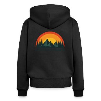 Les Montagnes. - Sweat à capuche zippé Premium bio Femme - noir - Dos - Julia (174cm)