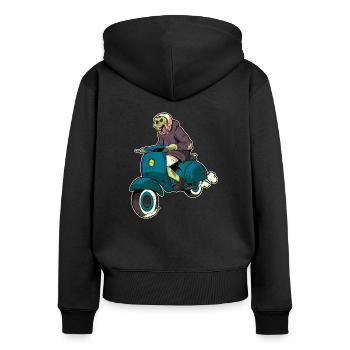 Halloween Rollerfahrer Motorroller Zombie Geschenk - Frauen Premium Bio Zip Hoodie - Schwarz - Hinten - Julia (174cm)
