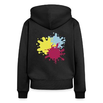kleckse - Frauen Premium Bio Zip Hoodie - Schwarz - Hinten - Julia (174cm)