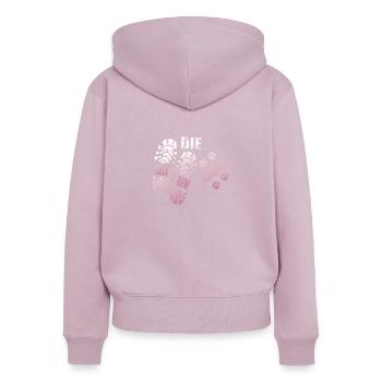 Le chien va drôles de chiens cadeaux - Sweat à capuche zippé Premium bio Femme - rose poudré - Dos - Julia (174cm)