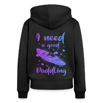 I Need A Good Paddling Canoe Rowing Paddling Rower - Frauen Premium Bio Zip Hoodie - Schwarz - Hinten - Julia (174cm)