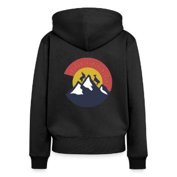 Chèvre billy chèvre montagnes - Sweat à capuche zippé Premium bio Femme - noir - Dos - Julia (174cm)