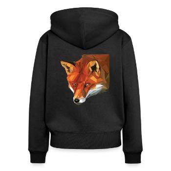 Fuchs Polygon - Tier Polygone - Polygon Tiere - Frauen Premium Bio Zip Hoodie - Schwarz - Hinten - Julia (174cm)