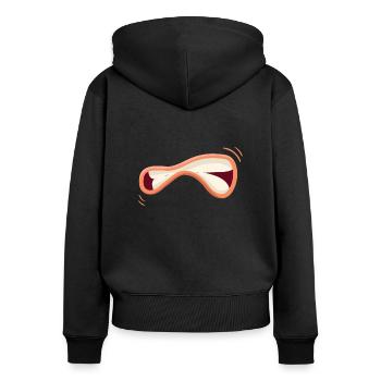 Angry Funny Face / Mouth Sad Evil - Women's Premium Organic Zip Hoodie - black - Back - Julia (174cm)