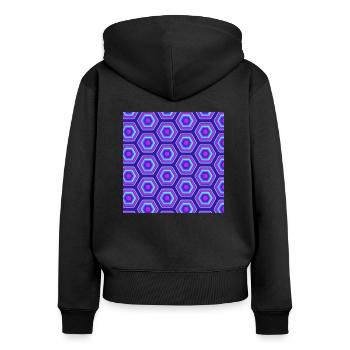 Karo Muster rosa pink blau kariert neon - Frauen Premium Bio Zip Hoodie - Schwarz - Hinten - Julia (174cm)