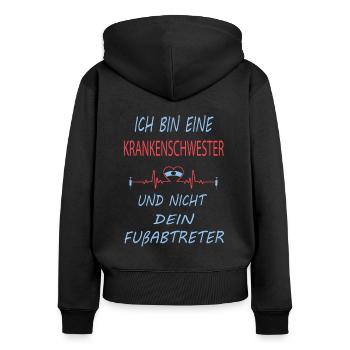 Ich bin eine Krankenschwester - Sprüche - Frauen Premium Bio Zip Hoodie - Schwarz - Hinten - Julia (174cm)