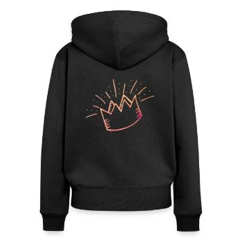 Krone - Frauen Premium Bio Zip Hoodie - Schwarz - Hinten - Julia (174cm)