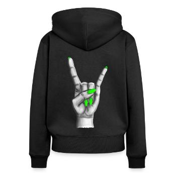 Heavy Metal Hand grüne Nägel - Frauen Premium Bio Zip Hoodie - Schwarz - Hinten - Julia (174cm)