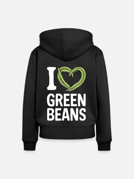Grüne Bohnen - Frauen Premium Bio Zip Hoodie - Schwarz