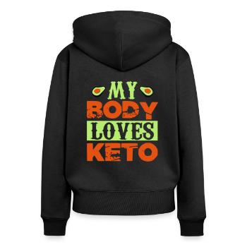 My body loves keto - Women's Premium Organic Zip Hoodie - black - Back - Julia (174cm)