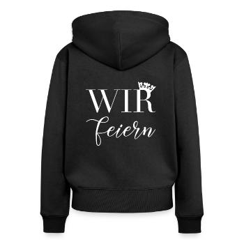 Braut - JGA - Wir feiern - Wedding - Bride - Frauen Premium Bio Zip Hoodie - Schwarz - Hinten - Julia (174cm)