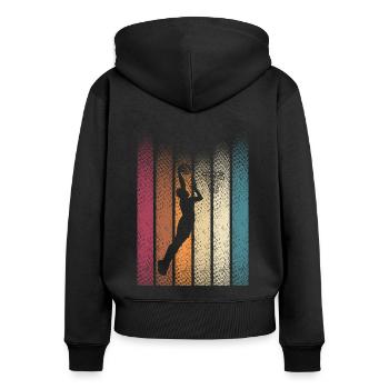Vintage Retro Basketball Player - Frauen Premium Bio Zip Hoodie - Schwarz - Hinten - Julia (174cm)