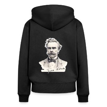 Friedrich Nietzsche Illustration - Sweat à capuche zippé Premium bio Femme - noir - Dos - Julia (174cm)