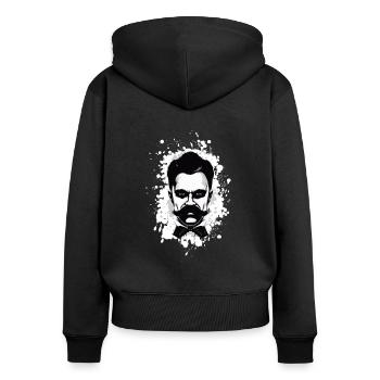 Friedrich Nietzsche: Portrait abstrait - Sweat à capuche zippé Premium bio Femme - noir - Dos - Julia (174cm)