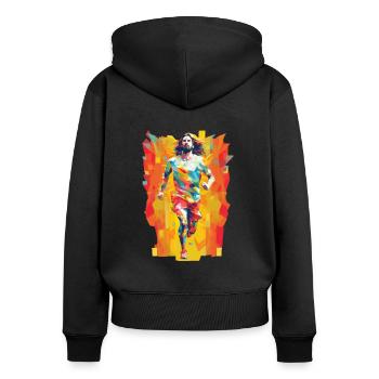 Équipe Jesus Low Poly Christian Hero - Sweat à capuche zippé Premium bio Femme - noir - Dos - Julia (174cm)