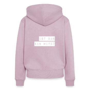 ist das ein Scherz? - Frauen Premium Bio Zip Hoodie - Altrosa - Hinten - Julia (174cm)
