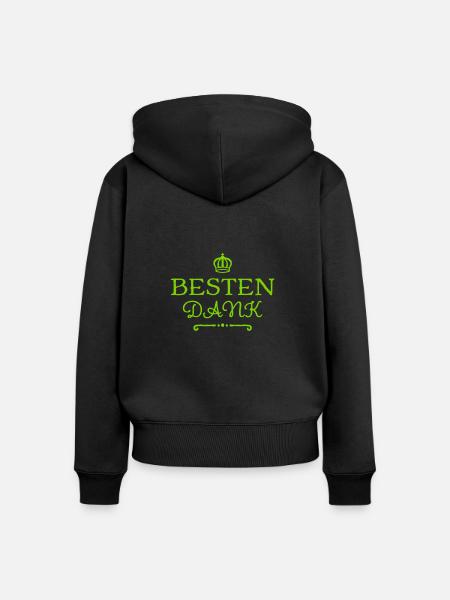 ich danke dir - Frauen Premium Bio Zip Hoodie - Schwarz