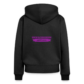 Erwachsene mögen das - Frauen Premium Bio Zip Hoodie - Schwarz - Hinten - Julia (174cm)