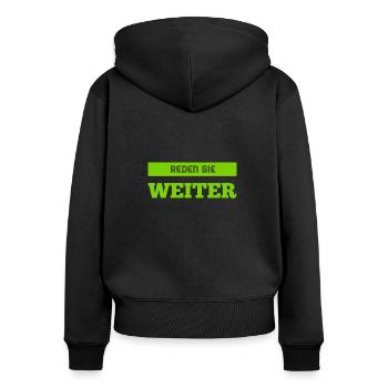 sprechen sie weiter - Frauen Premium Bio Zip Hoodie - Schwarz - Hinten - Julia (174cm)