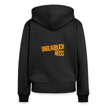unglaublich heiss - Frauen Premium Bio Zip Hoodie - Schwarz - Hinten - Julia (174cm)
