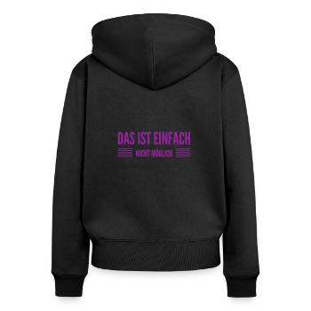 ich kann es nicht fassen - Frauen Premium Bio Zip Hoodie - Schwarz - Hinten - Julia (174cm)