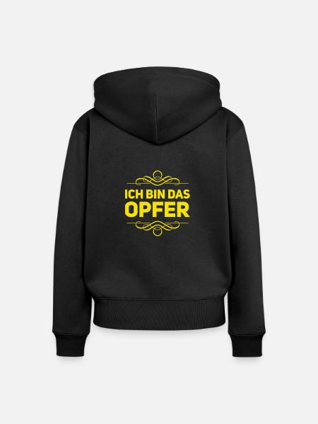 ich bin das Opfer - Frauen Premium Bio Zip Hoodie - Schwarz