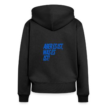 ich bleibe locker - Frauen Premium Bio Zip Hoodie - Schwarz - Hinten - Julia (174cm)