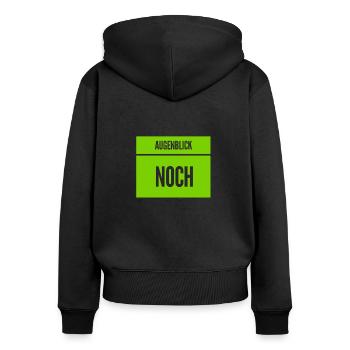 nur noch kurz - Frauen Premium Bio Zip Hoodie - Schwarz - Hinten - Julia (174cm)